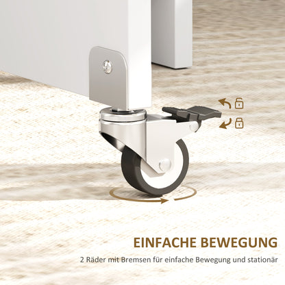 HOMCOM Klappbarer Esstisch für 2-4 Personen, faltbarer Küchentisch mit Stauraum, Ausziehbarer Tisch auf Rädern, Weiß