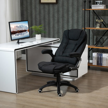 Vinsetto Bürostuhl Computerstuhl entspanntes Hinlegen höhenverstellbarer Schreibtischstuhl ergonomisch 360° Schaumstoff Kunststoff-Kunststoff leinenartiges Polyester Schwarz 65 x 72 x 100-120 cm