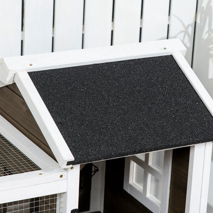 PawHut Kleintierstall für Zwergkaninchen, Meerschweinchen, mit Rädern, 108 x 58 x 73,5 cm, Kaffee