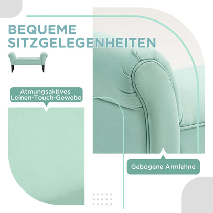 HOMCOM Gepolsterte Sitzbank für Schlafzimmer und Flur, bis 130 kg belastbar, 102 x 36 x 51 cm, Grün