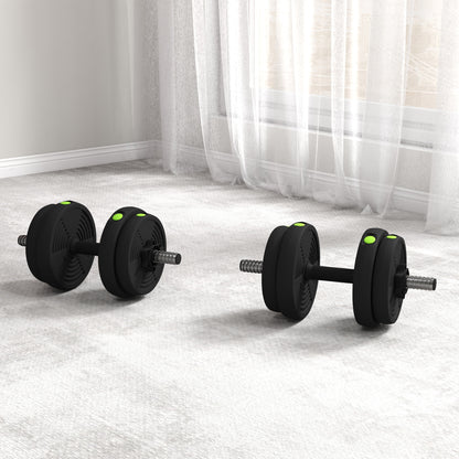 SPORTNOW 2-in-1 Hantel-Set, Lang- & Kurzhantel, 15 kg, rutschfest, bodenschonend, Schwarz/Grün