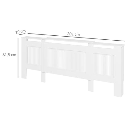 HOMCOM Heizkörperverkleidung, Lamellendesign, verstellbare Länge 125-201 cm, MDF, Weiß