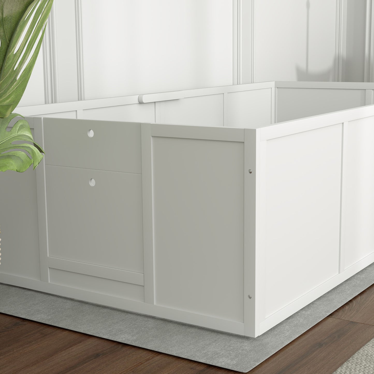 PawHut Hunde-Wurfbox für Hunde und Welpen, mit verstellbaren Eingängen, für große and small Hunde, 196 x 96 x 48 cm, Weiß