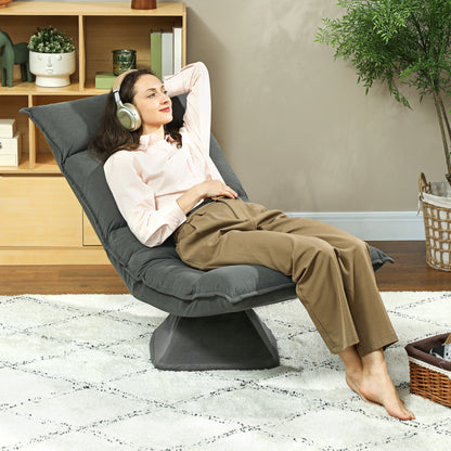 HOMCOM Bodensessel mit 5-fach verstellbarer Rückenlehne, drehbar, moderner Polsterstuhl, Dunkelgrau