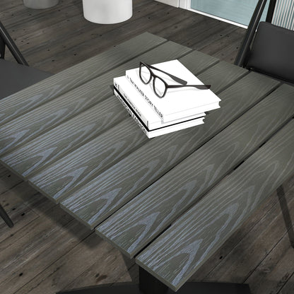 Outsunny Terrassentisch, für 4 Personen, Holzoptik, Aluminiumrahmen, 70 x 70 x 76 cm, Grau
