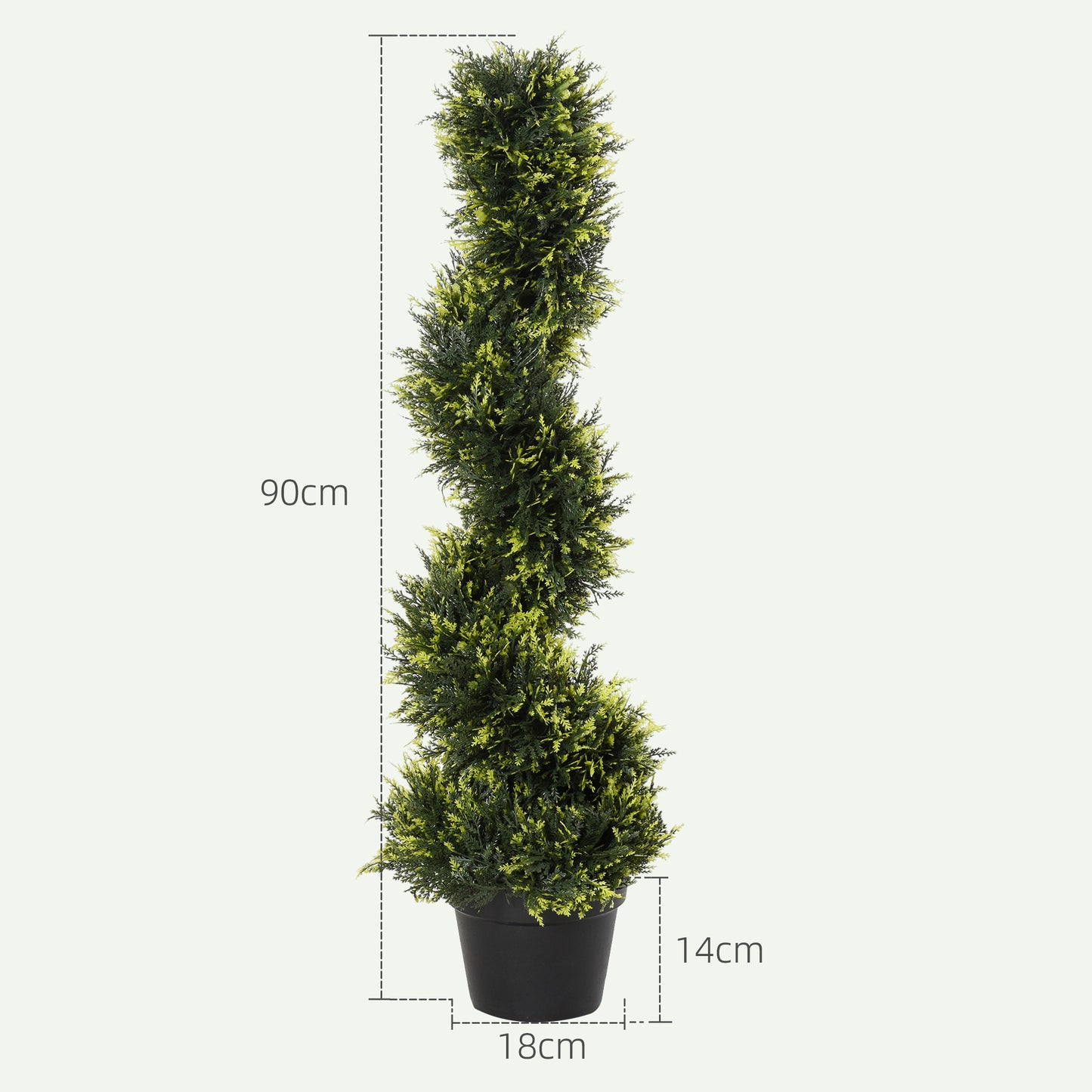 Outsunny Künstliche Spiralpflanze, Spiral-Zedernbaum mit Topf, 90 cm, künstliche Zeder für Außen- und Innendekoration, Grün
