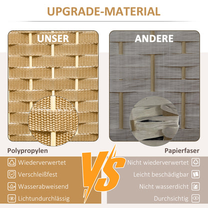 HOMCOM 4-teiliger Raumtrenner, Faltbarer Sichtschutz, Sichtschutzwand für Wohnzimmer, Schlafzimmer, Homeoffice, Natur