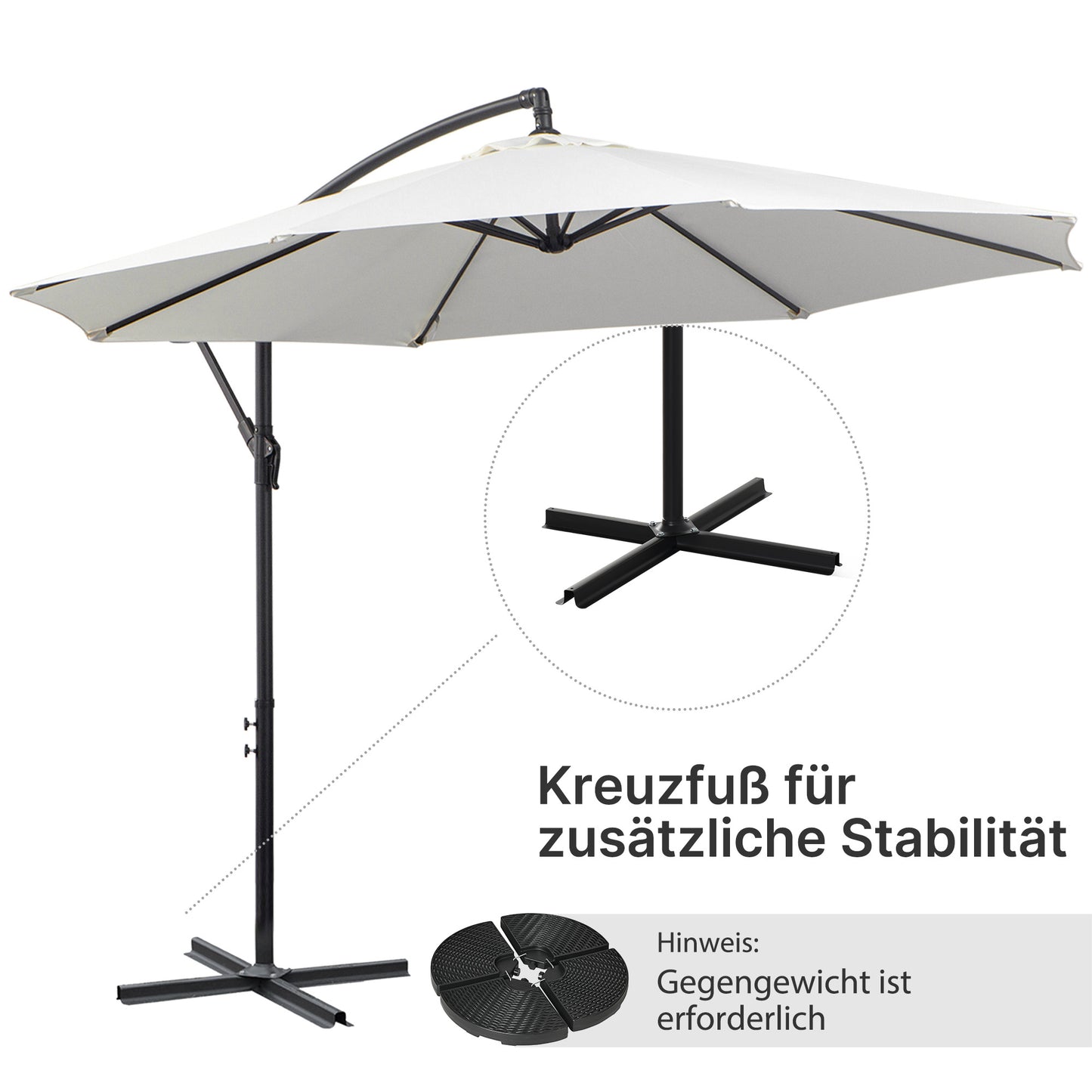 Outsunny Sonnenschirm mit Kurbel Wetterbeständig 3 mx 3 mx 2,5 m Stahl Polyester