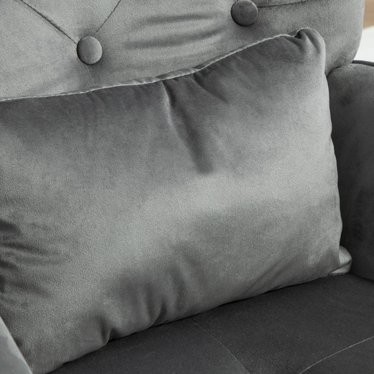 HOMCOM Akzentsessel mit Hocker, gepolstert, hohe Rückenlehne, Samtoptik, bis 150 kg, Dunkelgrau