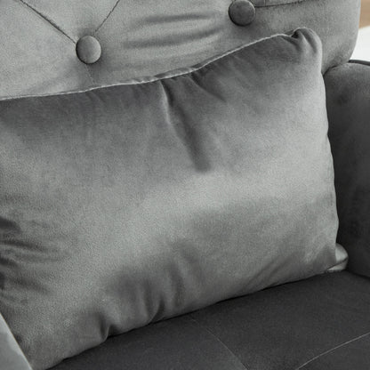 HOMCOM Akzentsessel mit Hocker, gepolstert, hohe Rückenlehne, Samtoptik, bis 150 kg, Dunkelgrau