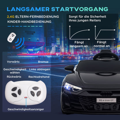 HOMCOM Kinderauto, Elektroauto, Audi-lizenziert, mit Sicherheitsgurt, Fernbedienung, Licht, schwarz, 103 x 58 x 41cm
