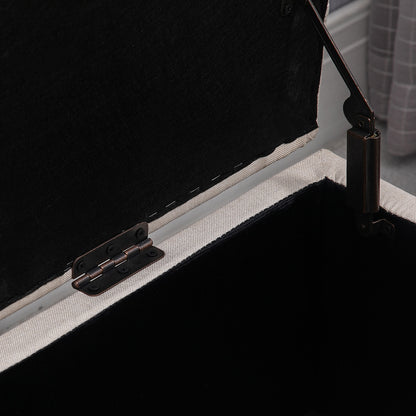 HOMCOM Sitzbank mit Stauraum Polsterbank mit Leinenoptik, Sitztruhe mit Holzbeine, Truhenbank für Wohnzimmer Schlafzimmer Flur 100 x 40 x 44 cm Cremeweiß