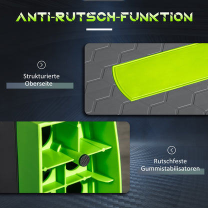 HOMCOM Aerobik-Stepper, 3-stufig höhenverstellbar, bis 150 kg, 78 x 28 x 20 cm, Grau/Grün