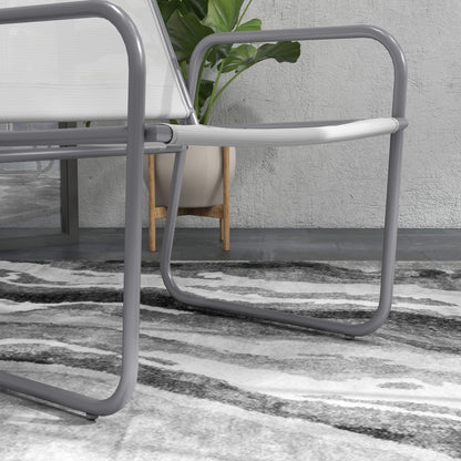 Outsunny 3-teiliges Gartenmöbelset, 2 Stühle mit atmungsaktivem Stoffbezug, 1 runder Tisch Ø60 cm, Hellgrau