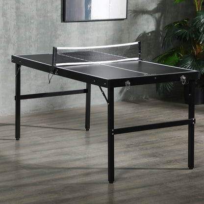 SPORTNOW Tischtennisset, faltbar, Schloss und Griff, Aluminiumrahmen, 152x76x72 cm, Schwarz