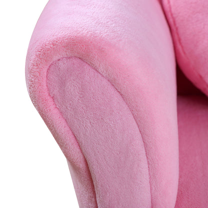 HOMCOM Kindersessel Kindersofa mit Korallenvlies-Optik, massiven Holzfüßen Sessel aus Schaumstoff Kinderstuhl für Kinderzimmer, Spielzimmer, 90 x 53 x 48cm, Rosa