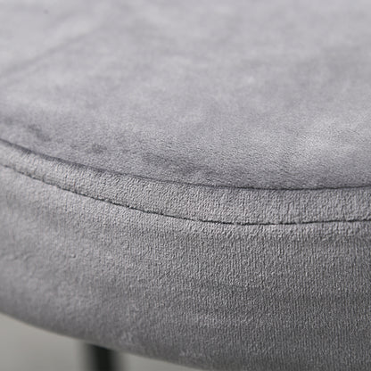 HOMCOM 4er-Set Esszimmerhocker Stapelbar Esszimmerstühle Küchenstuhl mit gepolstertem Sitz, Samtoptik Sitzhocker Samt für Küche Esszimmer Metall Grau 41,5 x 41,5 x 46 cm