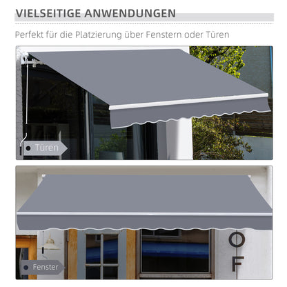 Outsunny Gelenkarmmarkise Verstellbare Klemmmarkise Terrassenmarkise 3,95 x 3m Sonnenskydd mit Kurbel, Balkonmarkise, Grau