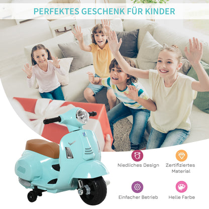 HOMCOM Elektro Kindermotorrad Vespa Elektromotorrad mit LED-Licht, Sound, Kinder Elektro Motorrad für Kinder von 18-36 Monate Grün