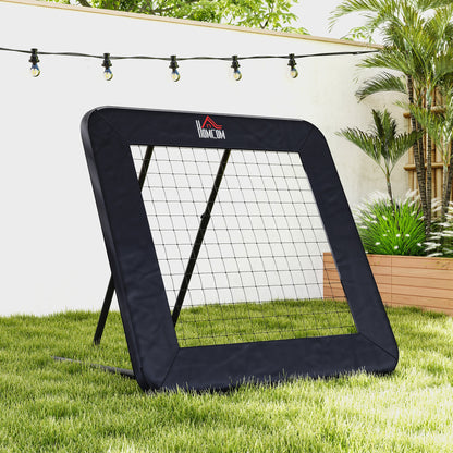HOMCOM Rebounder für Fußball, 128 x 118 cm Prellwand mit Schutzkante Heringen, verstellbar in 5 Stufen, tragbares Rebound, Fußballtor für Jugendliche, Rückprallwand für Fußball Training, Schwarz