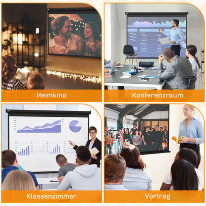 HOMCOM Beamer-Leinwand, Projektionsleinwand, 100 Zoll, 4:3, 203x152 cm, Schwarz