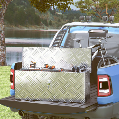 HOMCOM Gerätekasten Aufbewahrungskiste aus Aluminium mit Schloss und Schlüsseln 50 x 15,5 x 20,5 cm