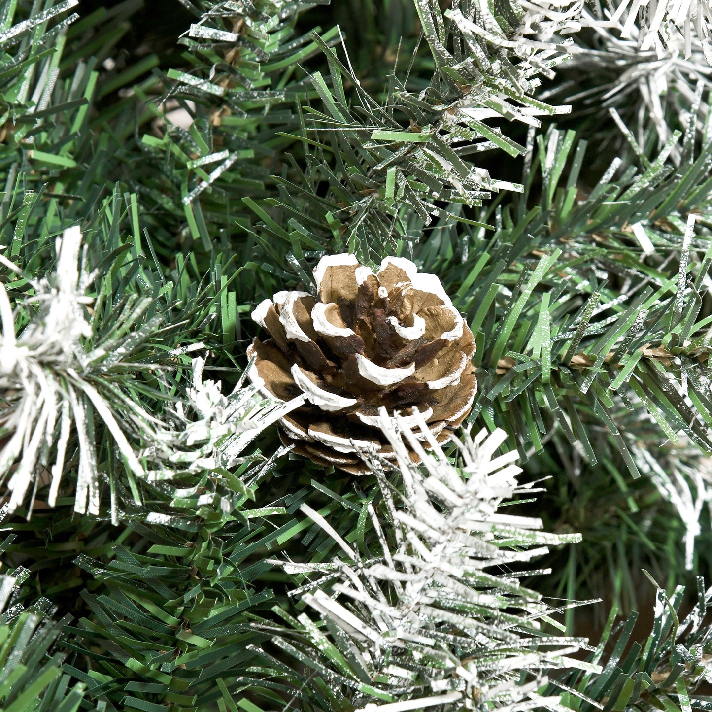 HOMCOM Künstlicher Weihnachtsbaum, 800 Zweige, 61 Zapfen, verschneite Spitzen, feuerfest, 180 cm