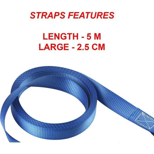 Kit of 4 Lashing Straps - MASTER LOCK - 4367EURDAT - With hooks and ratchet - 5m x 25mm - Blue