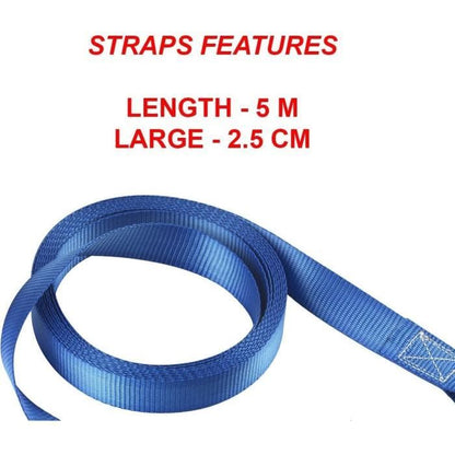 Kit of 4 Lashing Straps - MASTER LOCK - 4367EURDAT - With hooks and ratchet - 5m x 25mm - Blue