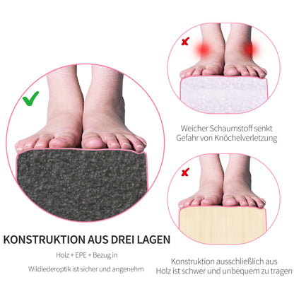 HOMCOM Faltbarer Schwebebalken, rutschfest, Wildlederbezug, robustes Holz, 210 x 10 x 6,5 cm, Rosa