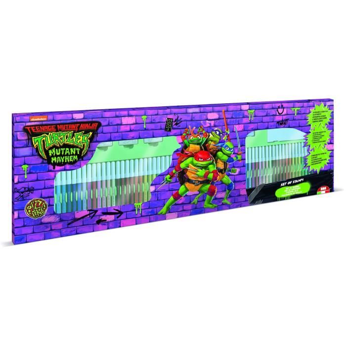 Coloring box - MULTIPRINT - 18884 - 60 felt-tip pens 4 Ninja Turtles stamps