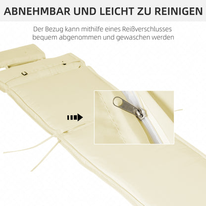 Outsunny Liegenauflage Liegenpolster Gartenliege mit Kopfkissen abnehmbar Bezug Cremeweiß 198 x 53 x 5 cm NUR Kissen