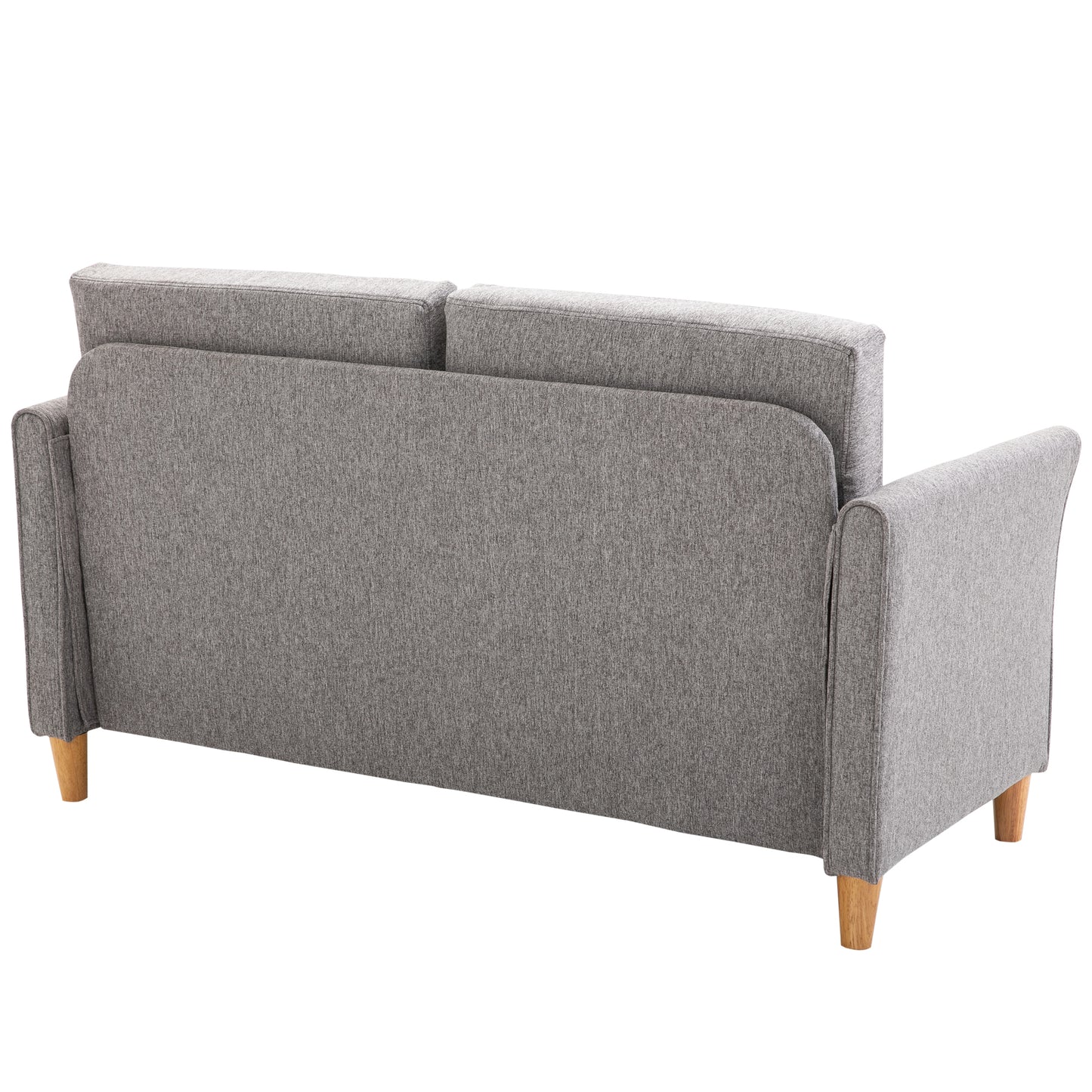 HOMCOM® Zweisitzer Sofa | Abnehmbare Kissen | Leinen, Schaumstoff, Kautschukholz | Hellgrau | 141 x 70 x 78 cm
