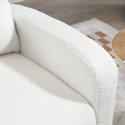 HOMCOM Moderner Armlehnstuhl, Polstersessel mit Kautschukholzbeinen, Lendenkissen, für Wohnzimmer, Schlafzimmer, Büro, Weiß