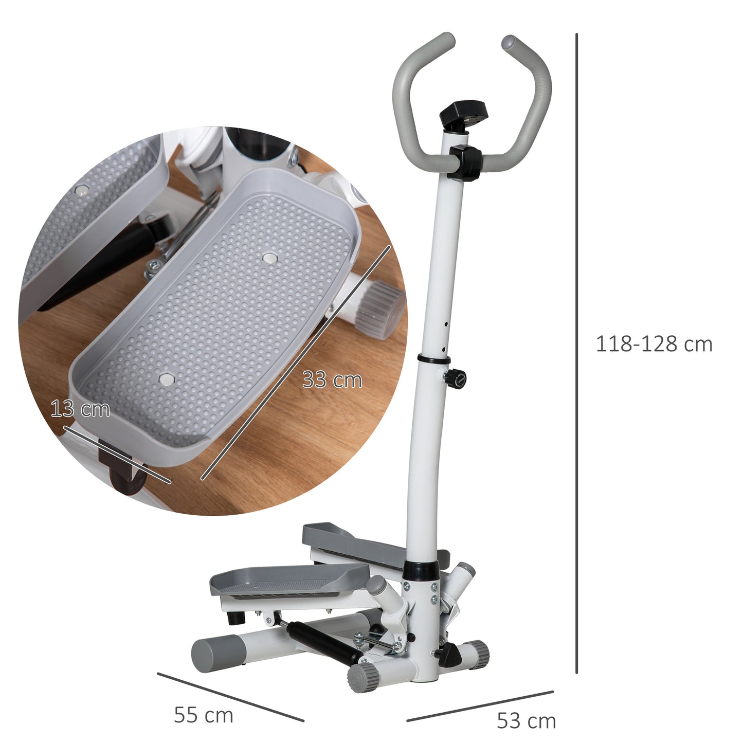 HOMCOM Stepper Heimtrainer für Zuhause mit LCD-Bildschirm einstellbare Geschwindigkeit Metall ABS 55 x 53 x 118-128 cm