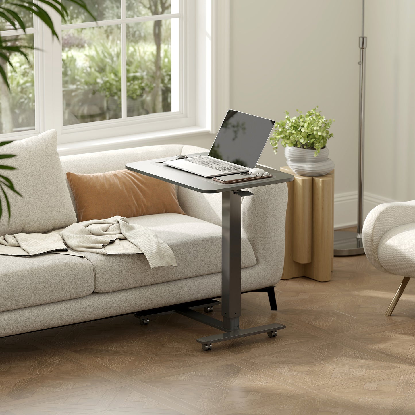 HOMCOM Stehpult Höhenverstellbar inkl. 4 Rollen C-Form 65 cm x 48 cm x 70-110 cm Schwarz