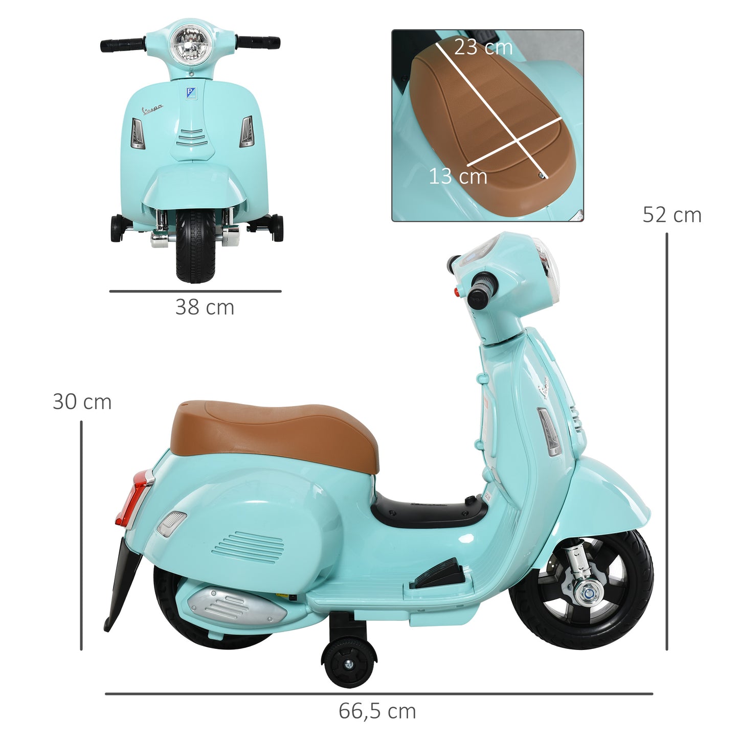 HOMCOM Elektro Kindermotorrad Vespa Elektromotorrad mit LED-Licht, Sound, Kinder Elektro Motorrad für Kinder von 18-36 Monate Grün