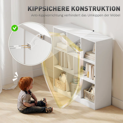 HOMCOM Bücherregal Regal Standregal, 8 Regalfächer, 97,5 x 30 x 100 cm, Weiß