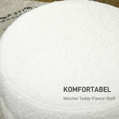 HOMCOM Hocker, rund, Teddyfleece, bis 120kg, Φ40x45H cm, Cremeweiß