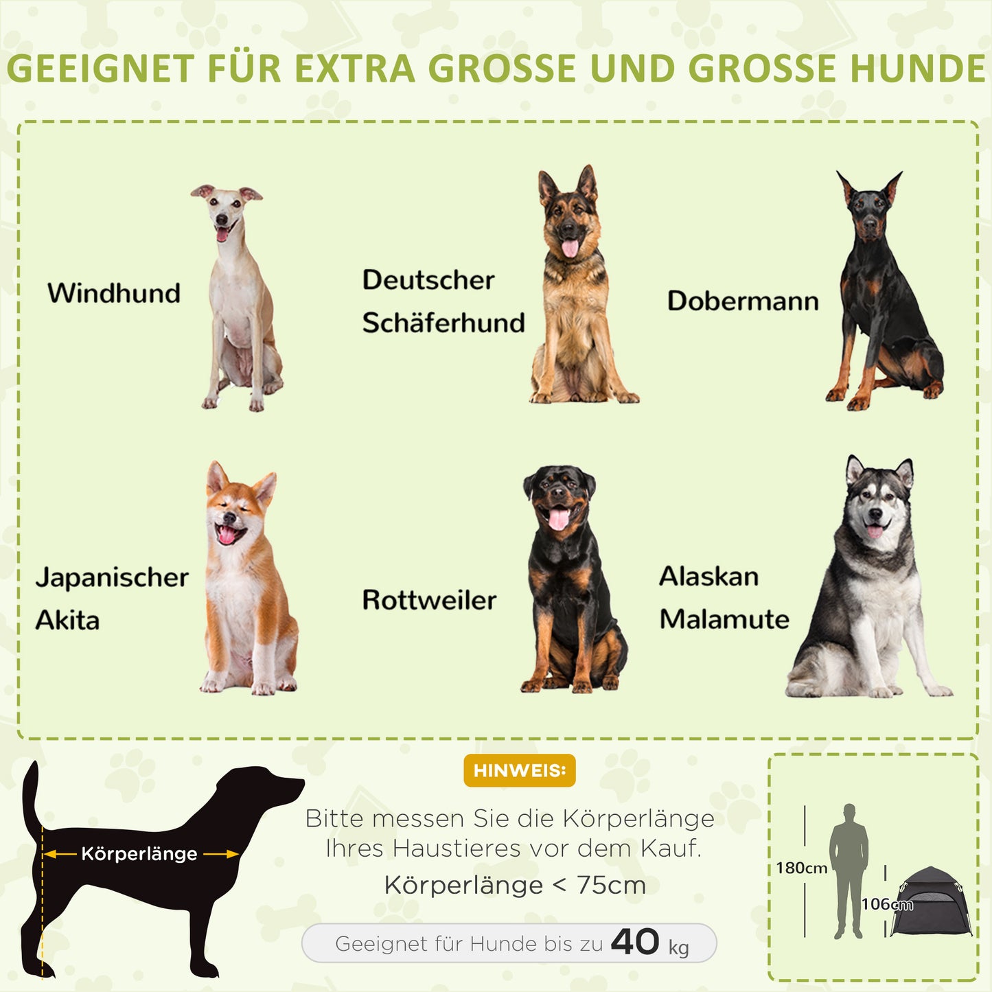 PawHut Haustierzelt, Hundezelt, klappbar, wetterbeständig, Hundehütte, für große Hunde, Schwarz
