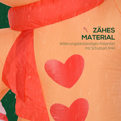 Outsunny Lebkuchenmann mit Zuckerstange, 2,45 m groß, aufblasbar, weiße LED-Beleuchtung, 170 x 100 x 245 cm