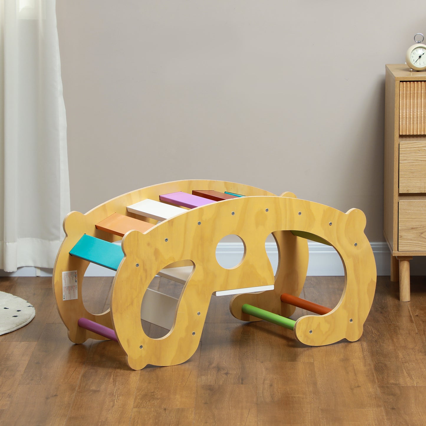 AIYAPLAY Klettergerüst und Schaukel, 2-in-1, Kiefernholz, 91x41x48 cm, für Kinder 18-48 Monate