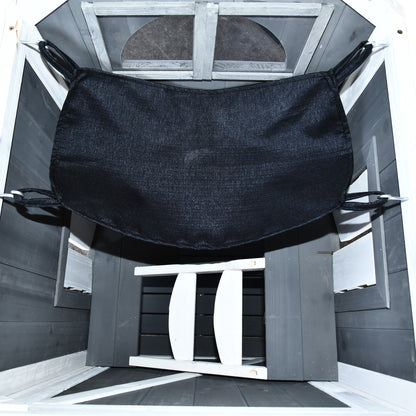 PawHut Katzenhaus für Katzenbett oder Katzentoilette, Katzenschrank, Katzenklo Indoor, Tannenholz, Asphaltdach, Grau, 59 x 55 x 109 cm