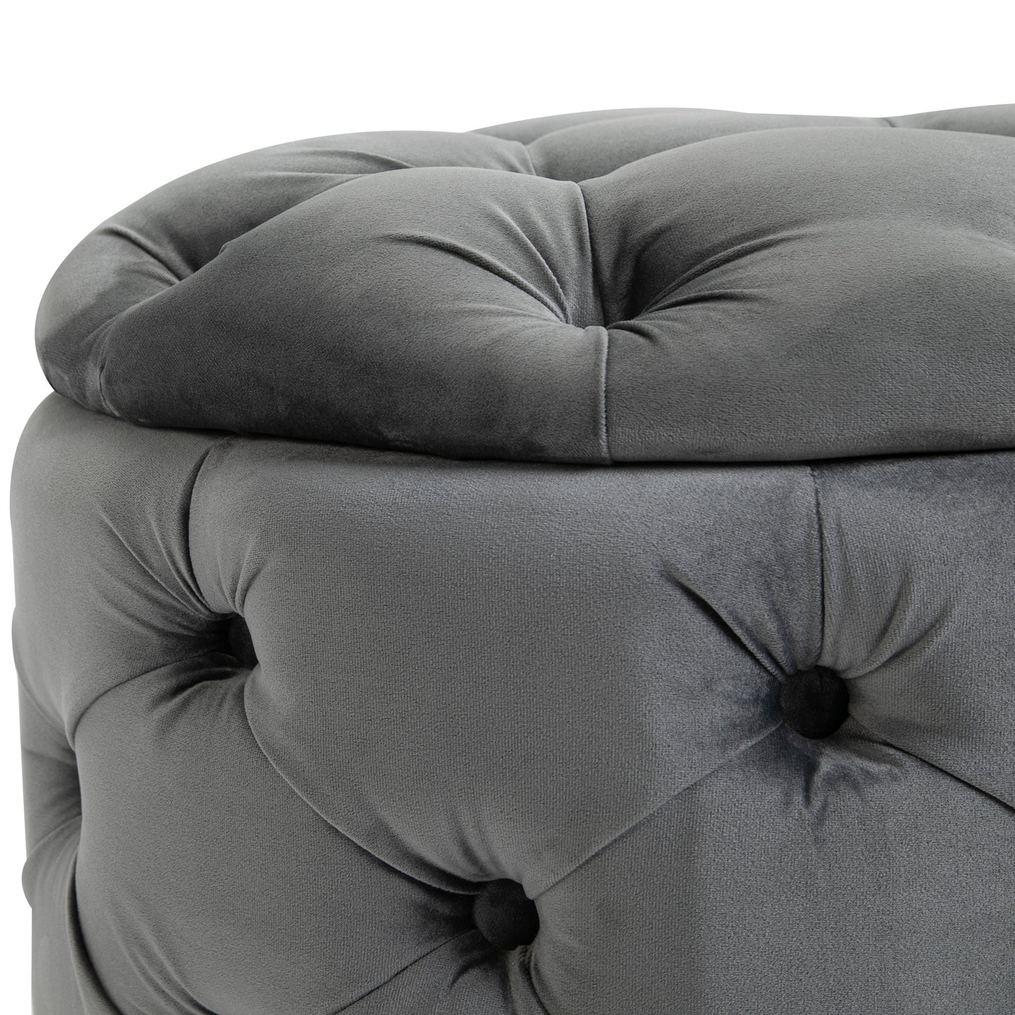 HOMCOM Vintage Hocker, Sitzhocker Truhenbank Fußbank Fußhocker mit Stauraum, Polsterhocker, Metall, Schaumstoff, Kohlegrau, 55 x 55 x 42 cm