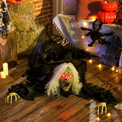 Outsunny 183cm Halloween Dekoration Halloween Zombie-Alte mit LED-Lichter, Soundfunktion, für Party