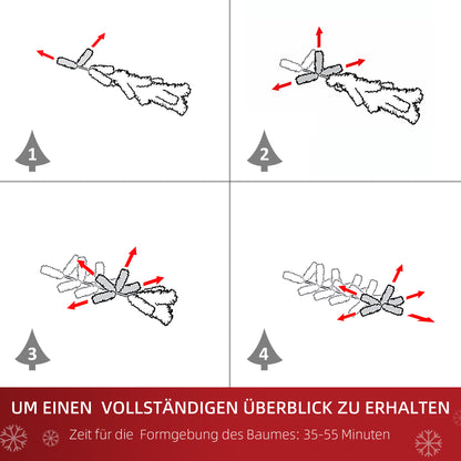 HOMCOM Künstlicher Weihnachtsbaum 180 cm künstlich Tannenbaum mit Kugeln, Glocken, Trommeln, Geschenkboxen, Christbaum mit 930 Spitzen, 12 Tannenzapfen Weihnachtsdeko inkl. Metallständer für drinnen