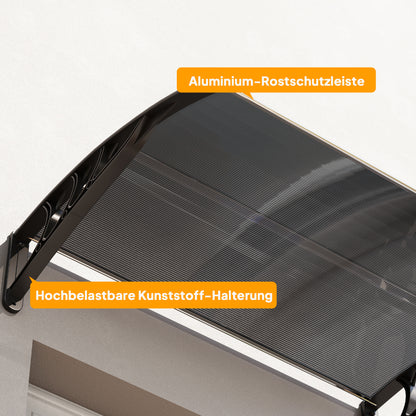 Outsunny Vordach, Haustürvordach, Überdachung für Eingänge und Fenster, 100L x 75B x 23H cm, Schwarz