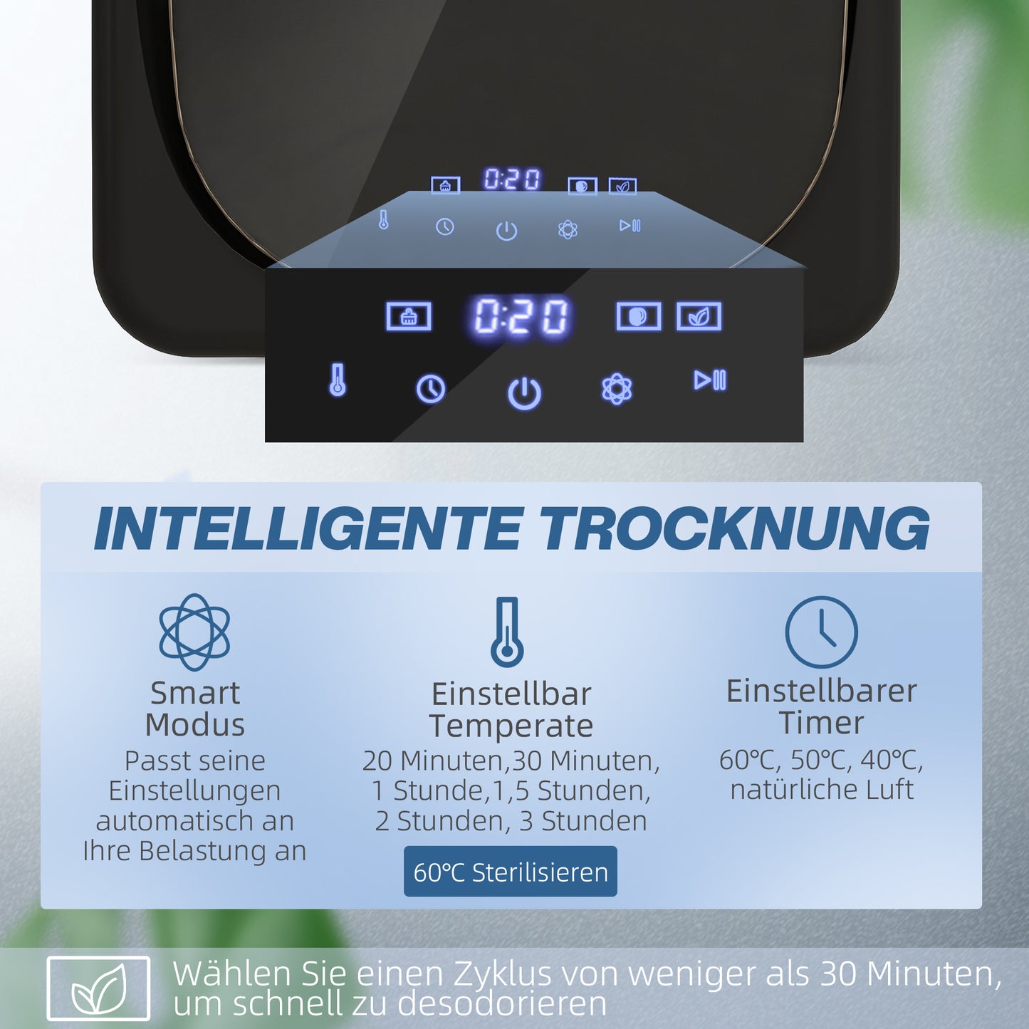 HOMCOM Wäschetrockner mit UV-Desinfektion, kompakte Bauweise, 4 kg Kapazität, Edelstahl, Schwarz