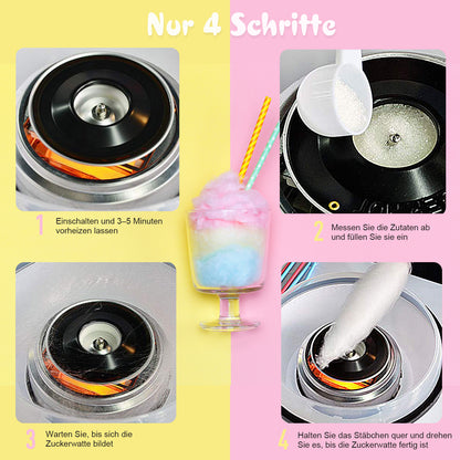 HOMCOM Zuckerwattemaschine für Zuhause Cotton Candy Machine Zuckerwatte Maschine mit Stäbchen und Messlöffel Höhe 18 cm 550W für Kinderfest, Geburtstag, Party Rosa