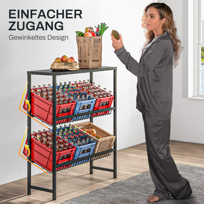 HOMCOM Lagerregal, höhenverstellbar, stabiles Metall, platzsparendes Design, 210 kg belastbar, Schwarz